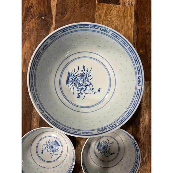 Vintage SECA “Rice-Eye” Pattern-Translucent "Ling Long" Porcelain 5 Piece Set - Picture 3 of 6